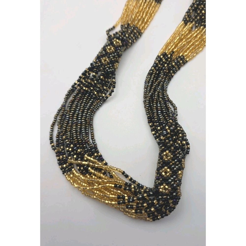 Zulu Czech Glass Seed Bead Fall Colors Multistrand Woven Accent Handcrafted Boho